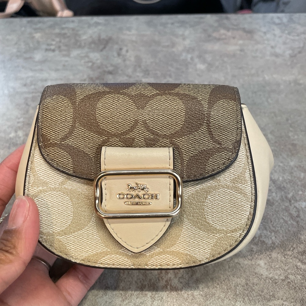 Coach Brown and Cream Signature Mini Bag